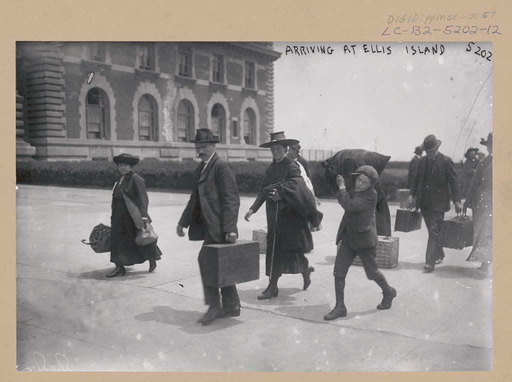 Immigrants arriving at Ellis Island, 1920.